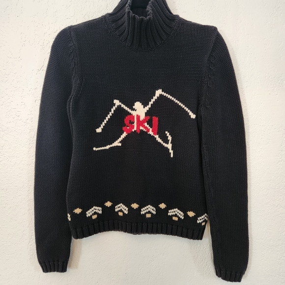 Tommy Hilfiger Sweaters - Vintage Tommy Hilfiger Navy Cotton Wool Ski Turtleneck Sweater SZ M Preppy Cabin